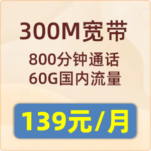 城中村融合套餐300M：139元/月