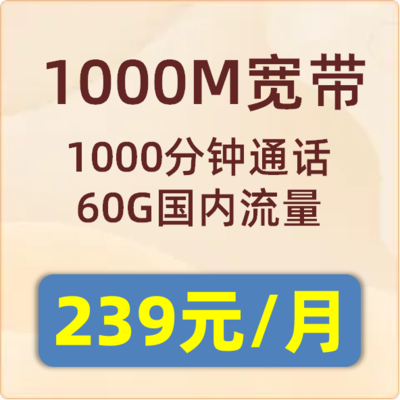 小区融合套餐1000M：239元/月